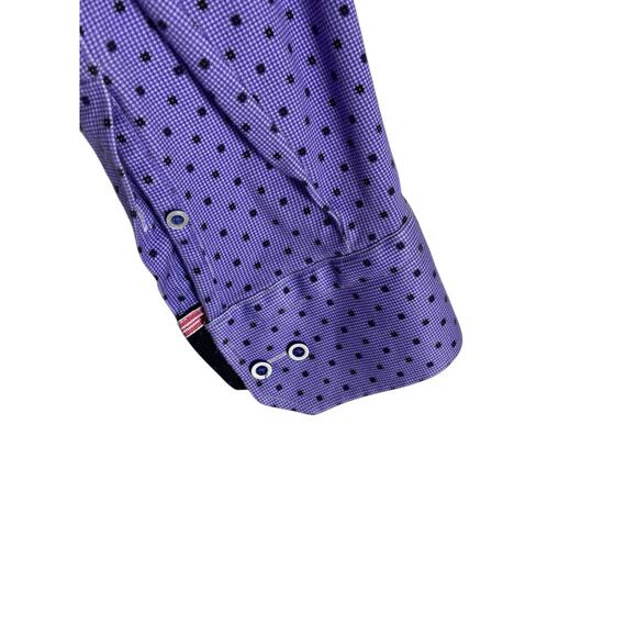 Men's Max Colton Purple Polka Dot Long Sleeve Casual Button Down 2XL - Picture 4 of 7